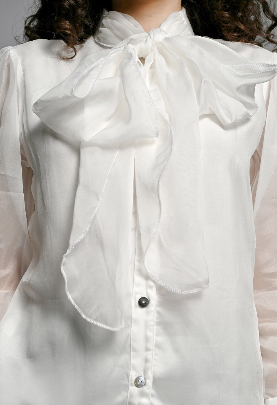 White Organza bow shirt
