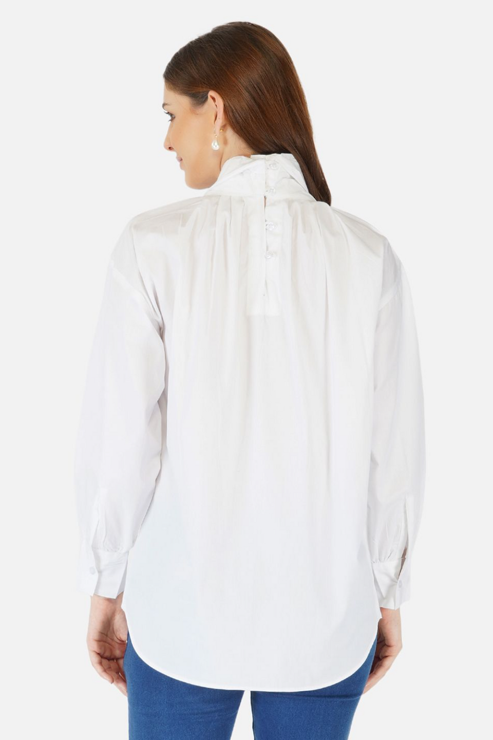 Classic white shirt with tie up details at the neck